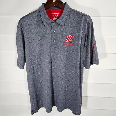 Ole Miss Rebels Champion Elite Large Gray Mens Shirt Short Sleeve Polo • $17.95