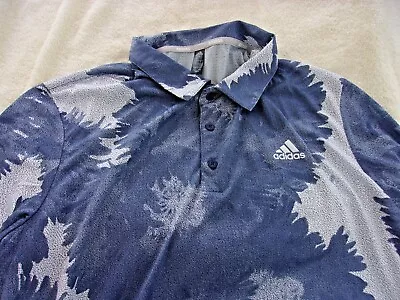 NWT Adidas Golf Polo Men's L XL XXL Blue Leaf Pattern Polyester $65 • $34.99