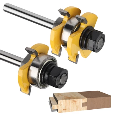 $10.05 • Buy Tongue And Groove Router Bit Set 1/4 Shank 3 Teeth Adjustable T Shape Bits US