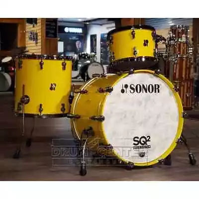 Sonor SQ2 3pc Medium Maple Drum Set Solid Yellow Gloss W/Black Hardware • $5735.99