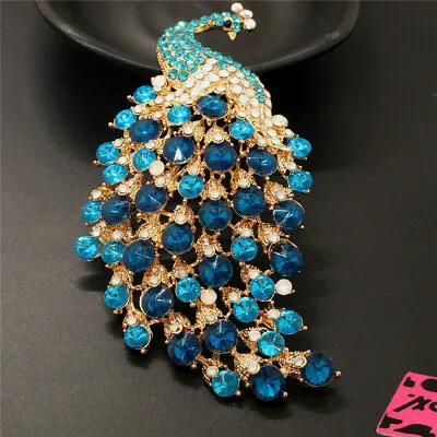 $4.22 • Buy New Blue Gorgeous Peacock Animal Crystal Betsey Johnson Charm Brooch Pin