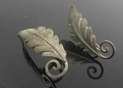VAN DELL 925 Silver - Vintage Swirl Floral Leaf Non Pierce Earrings - EG6058 • $42.20