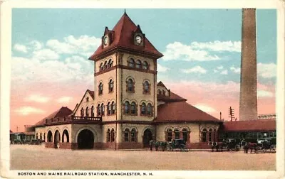 Manchester NH Boston And Maine Railroad Station Horse Carriage Vintage Postcard • $3.75