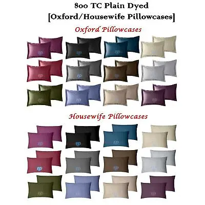 £5.95 • Buy 800 TC Plain Dyed Cotton Rich Oxford Pillowcases & Housewife Pillowcases