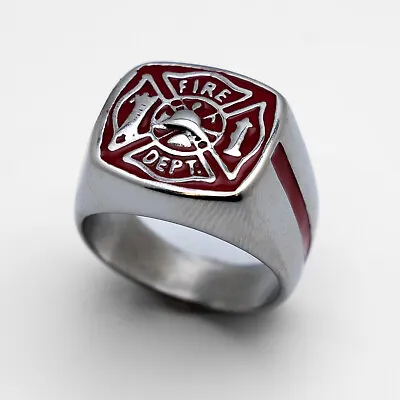 Red Firefighter Men's Stainless-Steel Ring 108 • $21.49