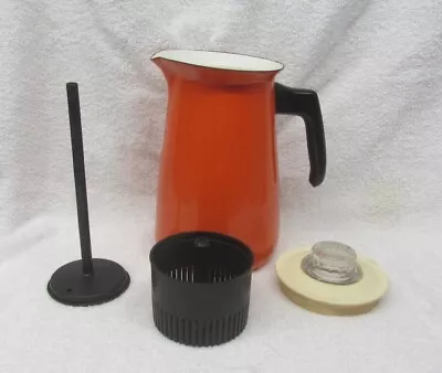 Vintage Orange Enamelware Percolator Coffee Pot Stove Top Or Camping • $18.99