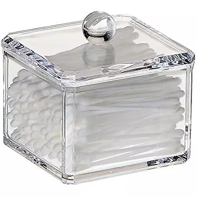 Square Acrylic Cotton Ball Holder Q-tip Holder Bathroom Swab Dispenser • $12.76