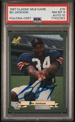 1987 Classic BO JACKSON Signed Baseball Card PSA 8 PSA/DNA Auto Grade 10 • $588