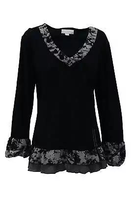 Boo Radley Long Sleeve Ruffle Top & Scarf In Black Size M • £36.95