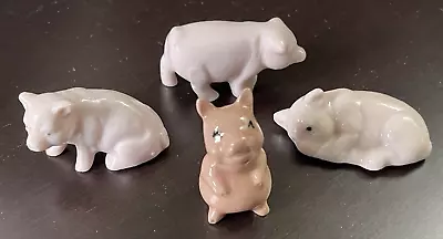 Vintage Pig Figurines Miniature Ceramic Bone China Set Of 4 • $9.95