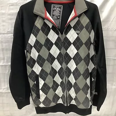 Ecko Unltd Full Zip Argyle Black White & Gray Jacket Men's Size Medium • $24.98