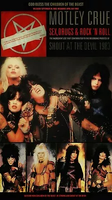 Motley Crue 1983 Shout At The Devil Poster Sex Drugs & Rock 'N Roll • $15