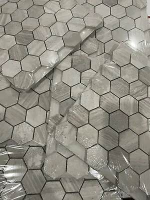 6X Sheets) Honeycomb Hexagon 12”X11.75” Textured Marble Wall Tile 0.98sq Each • $119.99