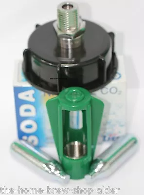 Co2 Barrel Cap Stainless Steel Pin Valve & Holder & Co2 Bulbs X10 - Home Brew • £37