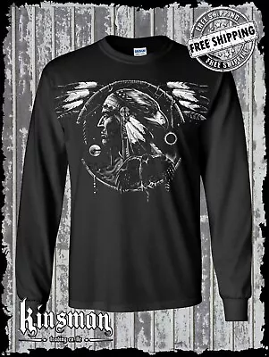 Hawk Dreamcatcher Spirit Indian Long Sleeve T-Shirt Native American Feathers • $20.95