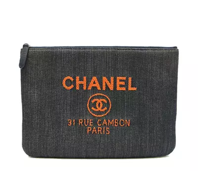 CHANEL CC A80117 Deauville Clutch Bag Denim Orange 240401T • $1333.23