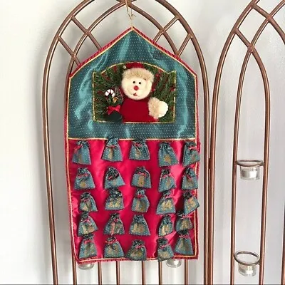 Vintage Handmade Christmas Advent Calendar Wall Hanging Small Bags • $15.30