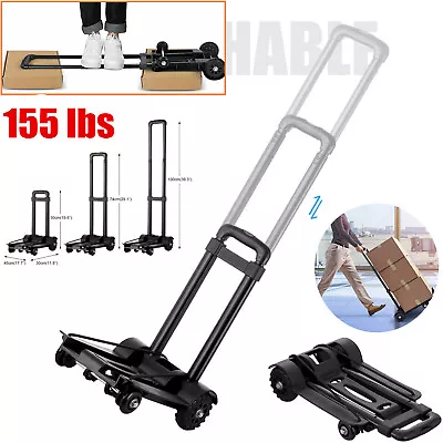 Folding Hand Truck Dolly Cart With Wheels Luggage Cart Trolley For Moving 155lbs • $46.93