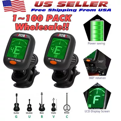 LCD Clip On Chromatic Acoustic Electric Guitar Bass Ukulele Banjo Violin Tuner • $326