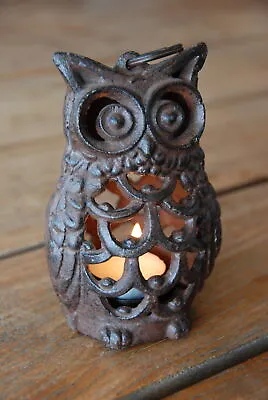 £19.99 • Buy Decorative Cast Iron Brown Owl Lantern Tealight Candle Holder 14cm