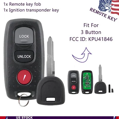 For 2004 2005 2006 Mazda 3 Remote Control Fob KPU41846 + Chipped Key 4D63 80 Bit • $16.79