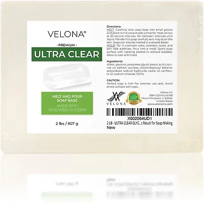 251025lb - ULTRA CLEAR GLYCERIN Soap Base By Velona SLS/SLES Free Melt Pour • $27.87