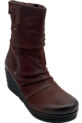 Miz Mooz Leather Wedge Boots Zone Merlot • $124.99