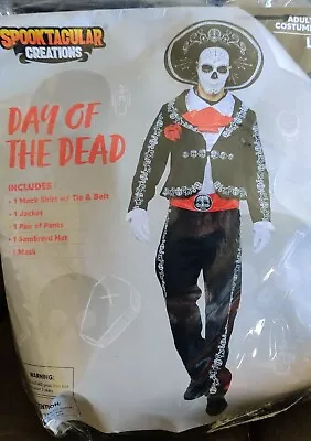 Mens Day Of The Dead -Dia Muertos - Mariachi Senior Adult Large W/ Gloves & Sock • $35
