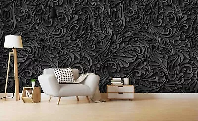 3D Pattern Embossed Black Self-adhesive Removable Wallpaper Murals Wall 361 • $26.10