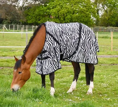 £35.45 • Buy Rhinegold Zebra Fly Rug Supplied With Neck Cover Horse Pony UV Insect Protection