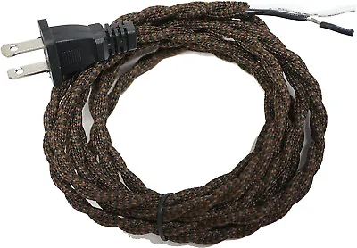 12 Feet Twisted Rayon Cloth Covered Electric Lamp Cord With Polarized End Plug • $12.88