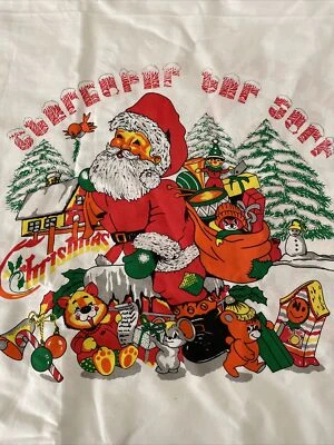 $25 • Buy Vintage Retro Extra Large Christmas Tablecloth 53” X 110” Santa Clause Rectangle