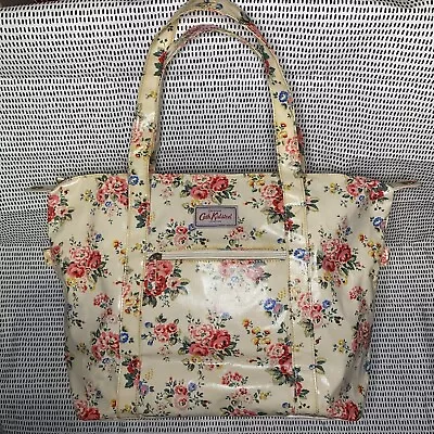 Cath Kidston Tote Bag Trailing Rose Floral Cream Oil Cloth Weekend 20” Large • £28