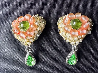 Magnificent Vintage French Christian LACROIX Earrings -Glass Cabochon &beads • $391.30