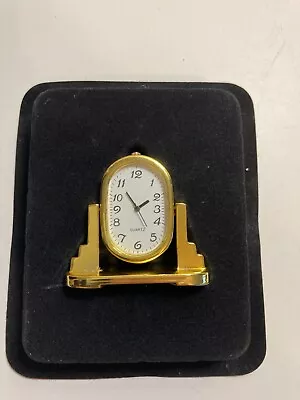 Gold Plated Miniature Desk Novelty Bedroom Mirror Clock Fully Working • £11.49