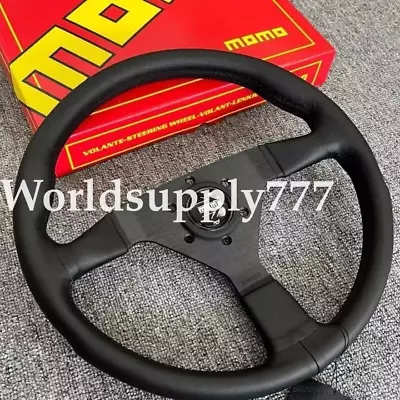 MOMO MonteCarlo 350mm 14' Genuine Leather Thickened Spoke Black Steering Wheel • $89