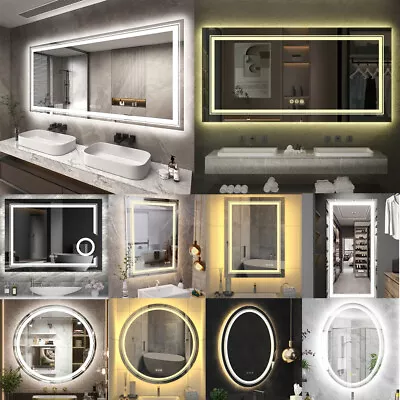 Various Styles Lighted Bright Bathroom Mirror Anti-Fog Dimmable Vanity Mirror • $129.91