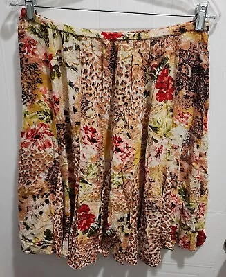 BILA Women's Skirt Pull On Stretch Floral/Animal Print 100% Rayon Size Medium • $14.99