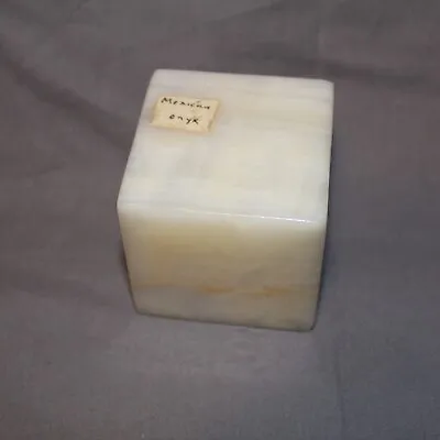 White Onyx Cube Paperweight Smooth 2.5 X 2.5 Inches Mexico • $14.95
