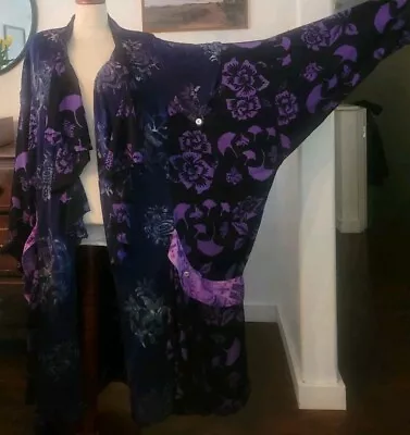 Vintage Handmade Indonesian Kimono Jacket/batik Purple Lotustraders 4X Duster... • $58
