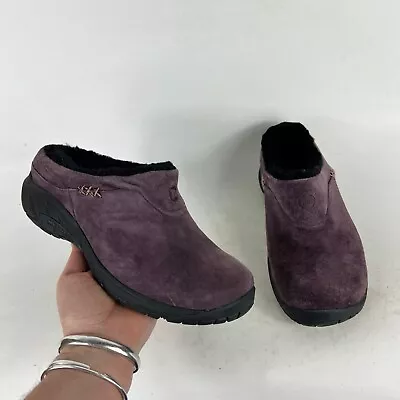 Merrell Encore Ice Clogs Womens 6 Purple Suede Faux Fur Insole Comfort Shoes • $25.49