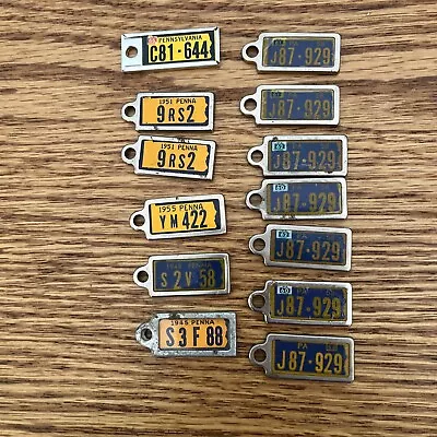 Lot Of 13 Vintage Small Disabled Veterans PA License Plates Charms • $20