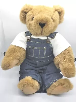 Vermont Teddy Bear Company Brown Bear Jean Overalls Tee Jointed Arms & Legs 16  • $9.99