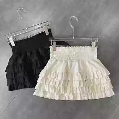 Ruffles Mini Skirts Women Sweet High Waist Lace A Line Skirt Summer Fashion • $22.25