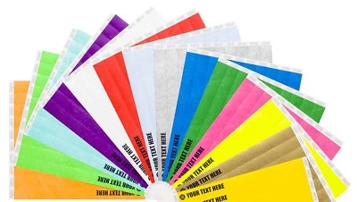 £9.90 • Buy 500 3/4  Tyvek Paper Wristbands Plain, Custom Print, Personalised, Event