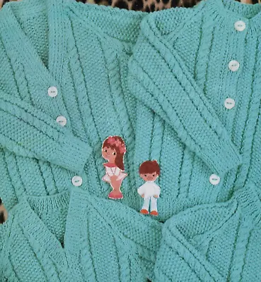 Girls Boys Cardigan & Sweater Knitting Pattern Cables Raglan DK 20-26 1406 • £2.09