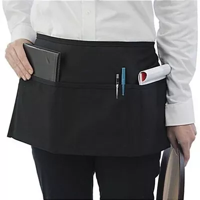 Half Bib Waist Apron Kitchen Heavy Duty 3 Pockets Waitress Waiter Barista Unisex • $5.59