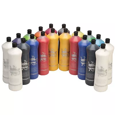 20 X 600ml BOTTLES SCOLA READY MIX ARTMIX ART & CRAFT COLOUR POSTER PAINT SET • £39.99