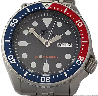 Seiko Automatic Pepsi Mens Diver SS Date Day Running Wrist Watch 7S26-0020  • $59