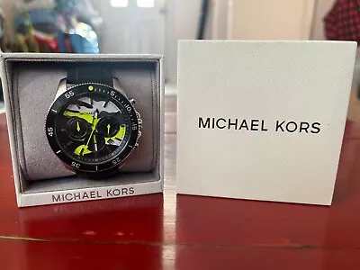 Michael Kors Theroux Chronograph Rubber Strap Watch MK8709 NEW W/ TAGS!! • $129.95